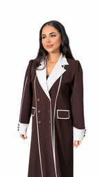 Mauve Contrast-Lapel Abaya on white background — view 2