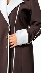 Mauve Contrast-Lapel Abaya on white background — view 5