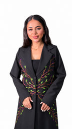 Floral Vine Embroidered Abaya on white background — view 3