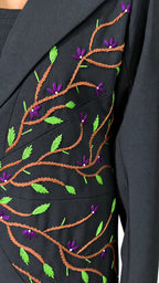 Floral Vine Embroidered Abaya on white background — view 5