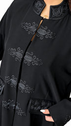 Black Tonal Panel Abaya on white background — view 5