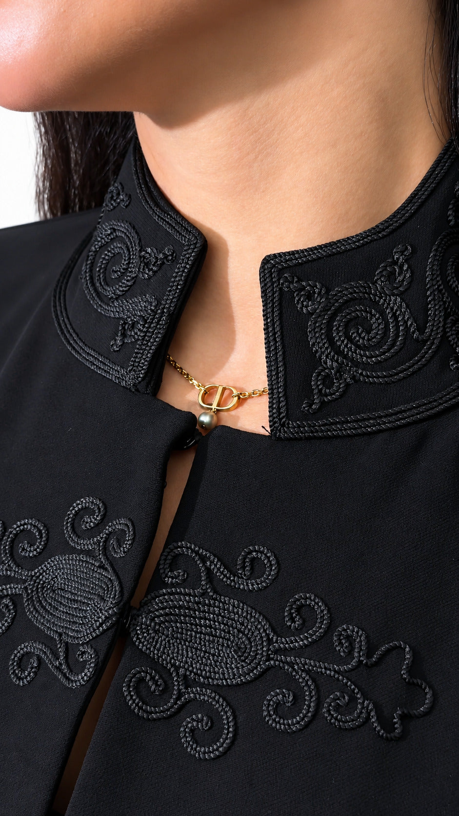 Black Tonal Panel Abaya on white background — view 6