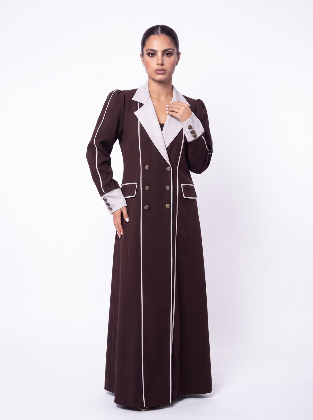 ASAMI 010 - Mauve Contrast-Lapel Abaya