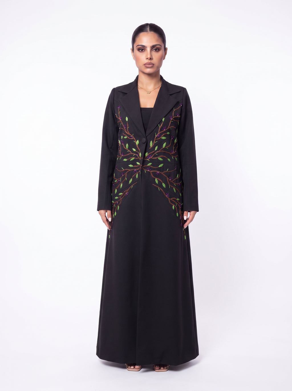 ASAMI 011 - Floral Vine Embroidered Abaya