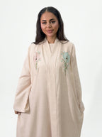 Pale Floral Embroidered Abaya