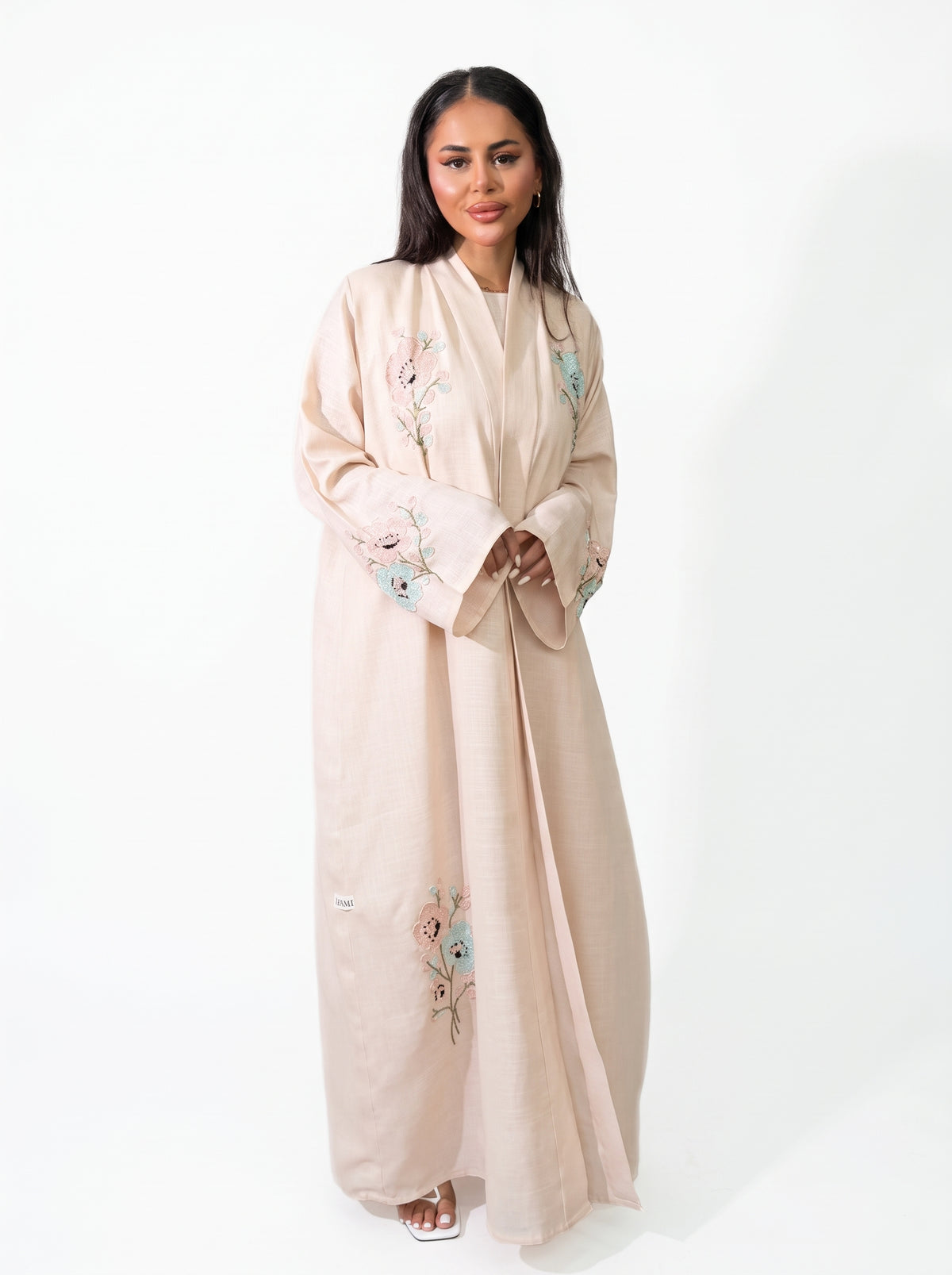 Pale Floral Embroidered Abaya