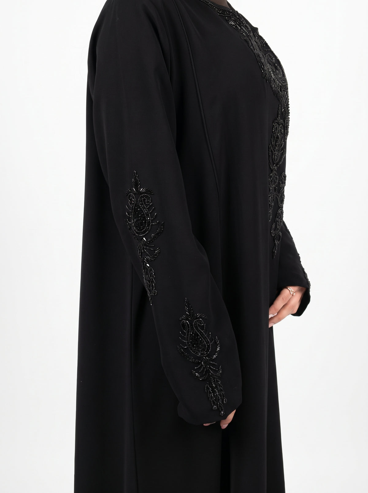 Black Tone on Tone Embroidered Abaya