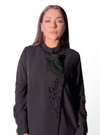 Black Tone on Tone Embroidered Abaya