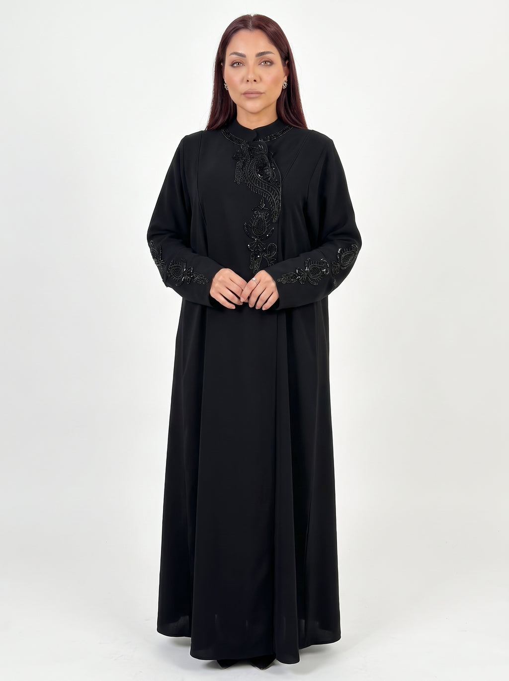Black Tone on Tone Embroidered Abaya
