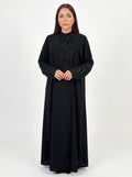 Black Tone on Tone Embroidered Abaya