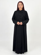 Black Tone on Tone Embroidered Abaya