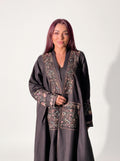 Charcoal Floral Embroidered Abaya