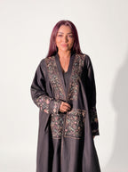 Charcoal Floral Embroidered Abaya