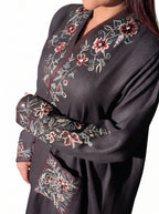 Charcoal Floral Embroidered Abaya