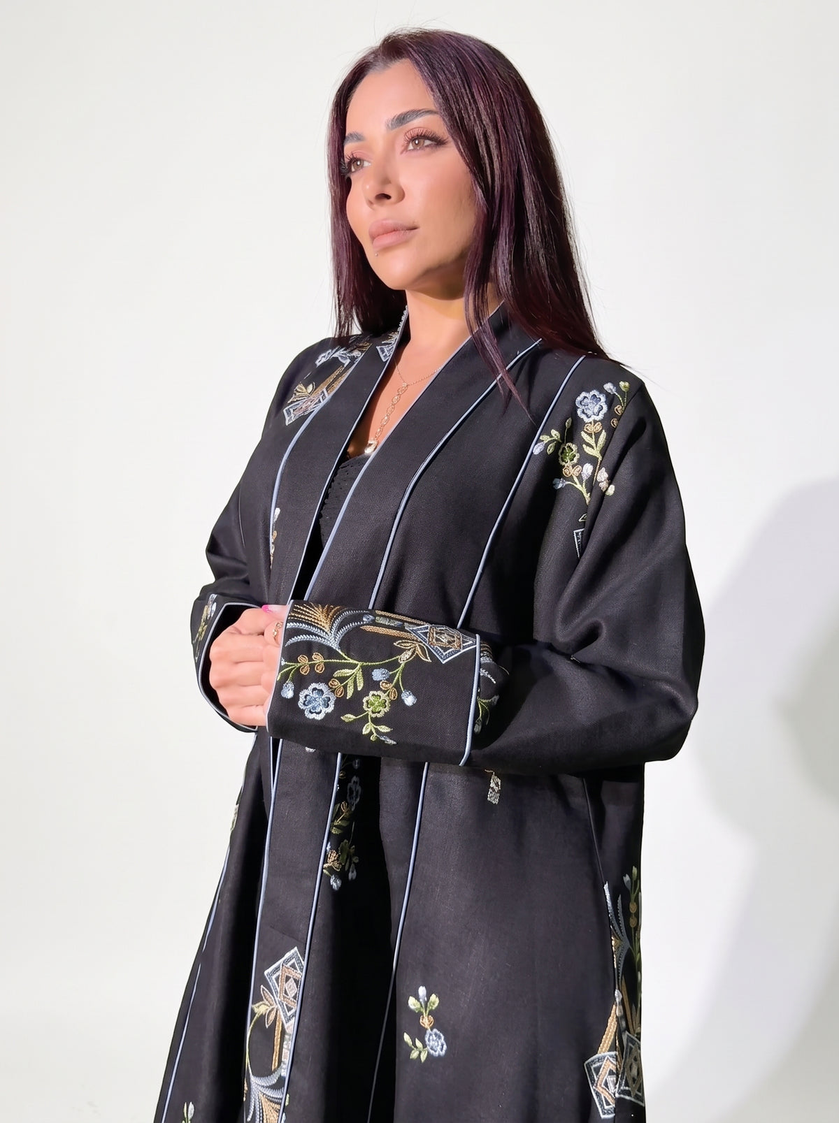 Navy Multicolor Embroidered Abaya