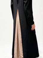 Black Beige Contrast Panel Abaya