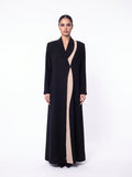 Black Beige Contrast Panel Abaya