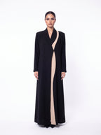 Black Beige Contrast Panel Abaya