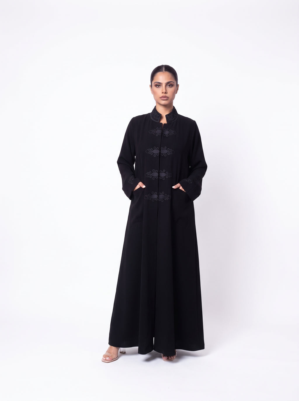 ASAMI 012 - Black Tonal Panel Abaya