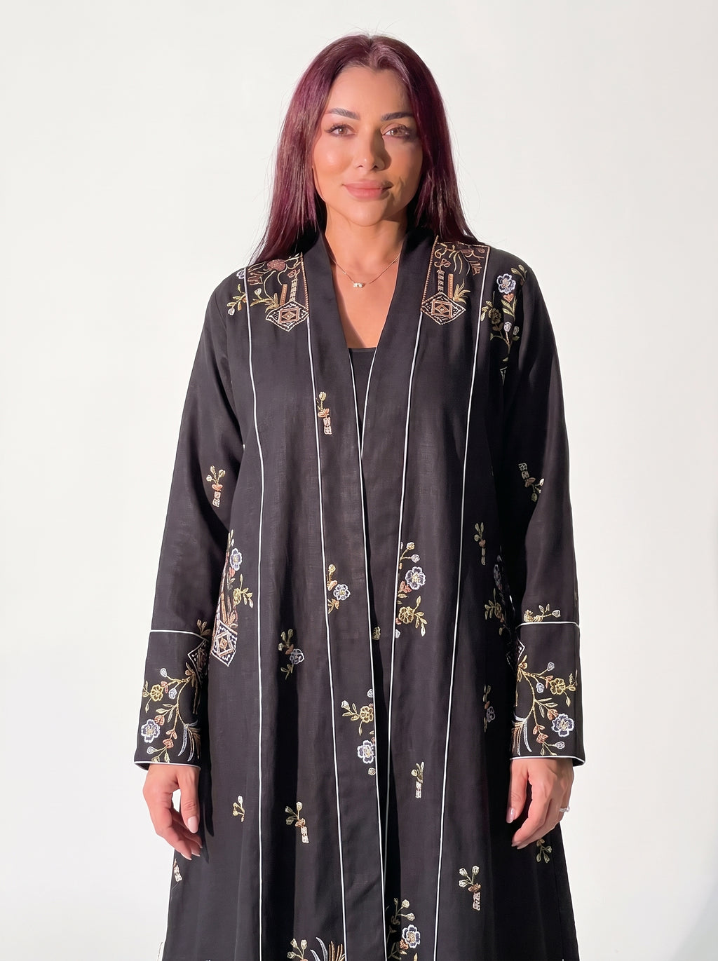 Navy Multicolor Embroidered Abaya