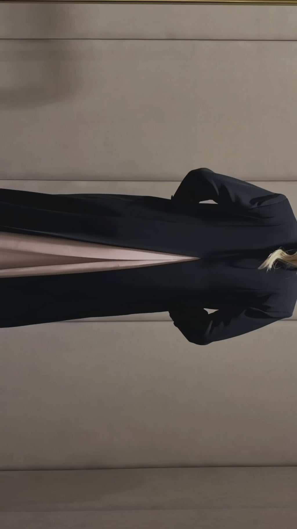 Black Beige Contrast Panel Abaya — garment video