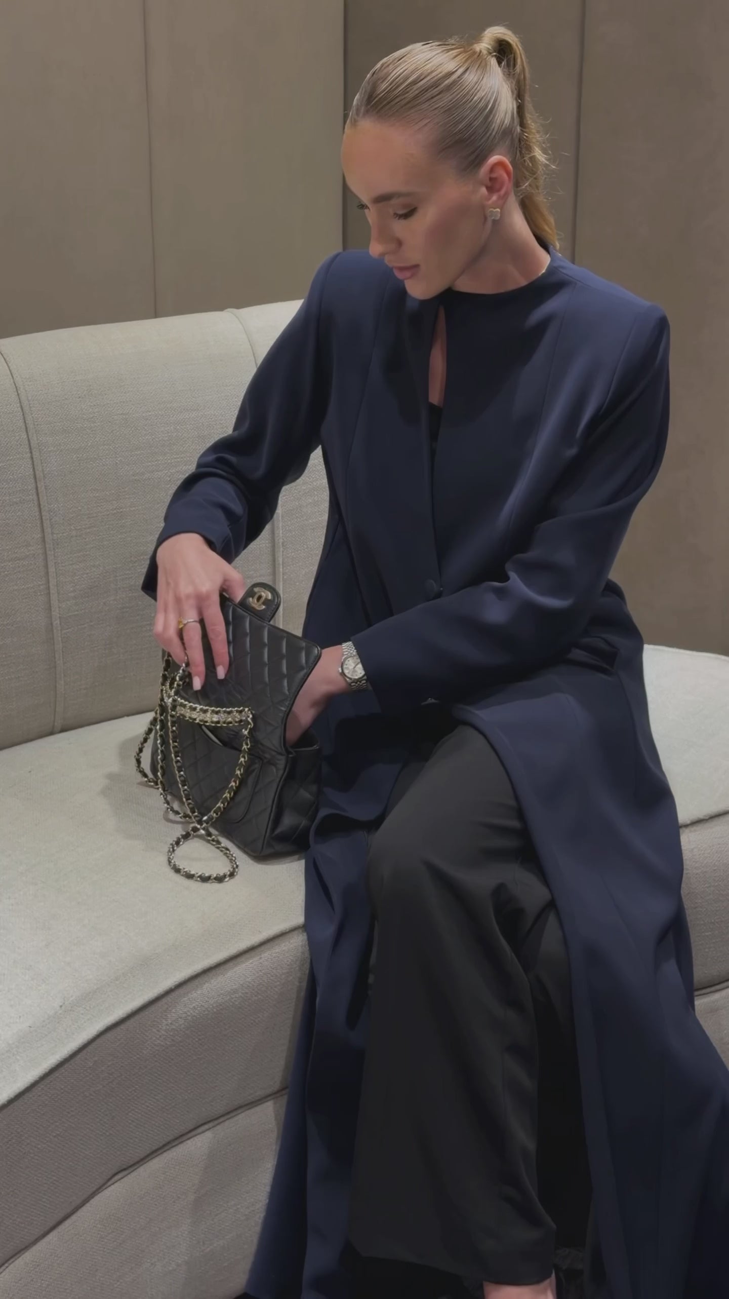 Navy Plain Abaya — garment video